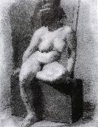 Thomas Eakins The Veiled Nude-s sitting Position oil on canvas